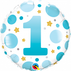 Standard Age 1 Blue Dots folijski balon