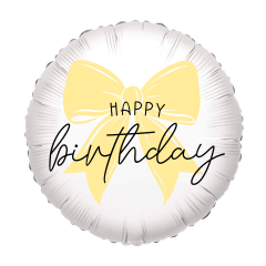 Standard HappyBirthDay macaron yelow bow folijski balon