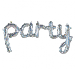 Napis Party Holographic Silver folijski balon