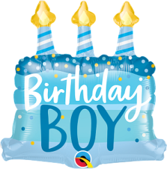 Mini Bday Boy Cake & Candles folijski balon na štapiću
