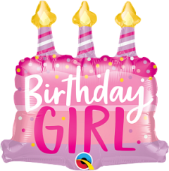 Mini Bday Girl Cake & Candles folijski balon na štapiću