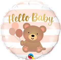 Standard Hello Baby Bear & Balloons folijski balon