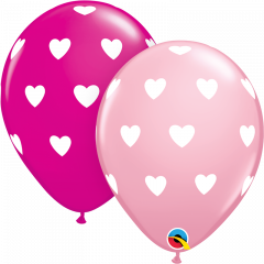 Lateks baloni 28cm Big Hearts Pink&Wild Berry 