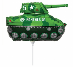 Mini 14"FX Tank Green folijski balon na štapiću