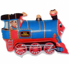 Mini 14"FX Train Blue folijski balon na štapiću