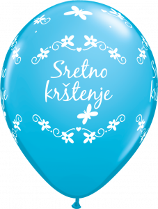 Lateks baloni 28cm Sretno krštenje Robins Egg
