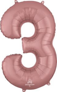 Folijski balon broj 3 Rose Gold