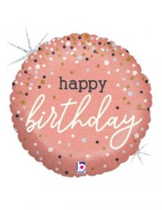 Mini B-Day Confetti Rose Gold folijski balon na štapiću