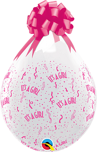Latex baloni stuffer 48 cm It's A Girl-A-Round Diamond Clear