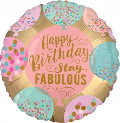 Standard Happy Birthday Stay Fabulous  folijski balon