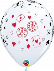 Lateks baloni 28cm Cards&Dice White