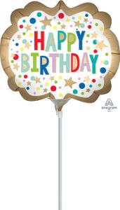 Mini Gold Satin Marquee Dots  folijski balon na štapiću