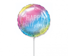 Mini 14"FX Happy Birthday  Gradient Pastel folijski balon na štapiću