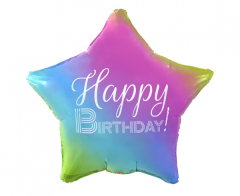 Standard Happy Birthday Star Gradient white printing folijski balon