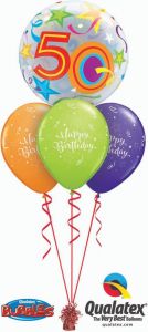 Helijski buket Bubble baloni 50th Birthday Stars 