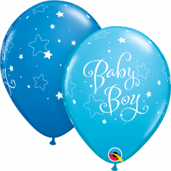 Lateks baloni 28cm Baby Boy Stars Dark Blue&Robins Egg
