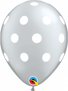 Lateks baloni 28cm Big Polka Dots Silver 