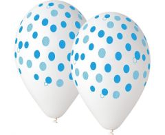 Latex baloni 30 cm Dots Blue transparent