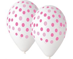 Latex baloni 30 cm Dots Pink transparent