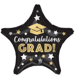 Standard Congratulations Grad Stars Black folijski balon