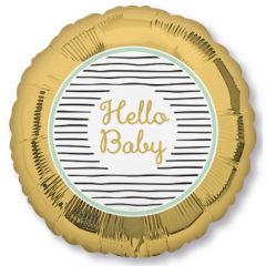 Standard Hello Baby Gold folijski balon