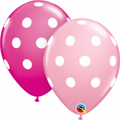 Lateks baloni 28cm Big Polka Dots Pink&Wild Berry
