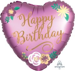 Standard Heart Birthday Satin Flower folijski balon