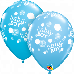 Lateks baloni 28cm Baby Boy Blue Dots