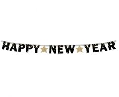 Natpis B&C Happy New Year  gold stars 