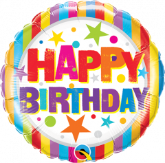 Mini Bday Stripes & Stars folijski balon na štapiću