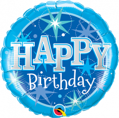 Mini Bday Blue Sparkle folijski balon na štapiću