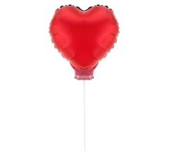 Mini 11" Heart Red  folijski balon na štapiću 