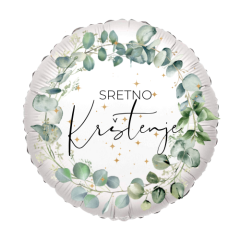 Standard Round Sretno Krštenje Garland Eucaliptus folijski balon