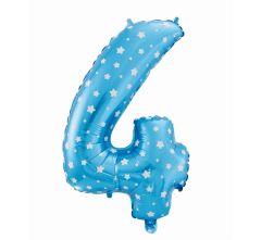 Mid size folija balon broj 4 Blue with stars