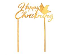 Dekoracija za tortu Happy Christening  Zlatna 