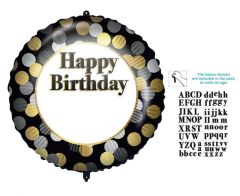 Standard Happy  Birthday Gold Silver Dots folijski balon