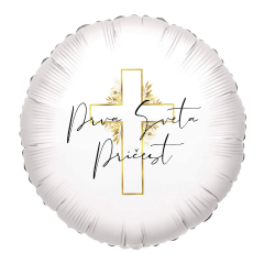Standard Round Prva Sveta Pričest Gold Cross folijski balon