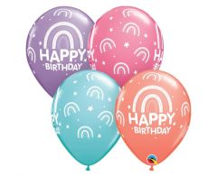 Latex baloni 28 cm Happy Birthday Boho Rainbows Ast