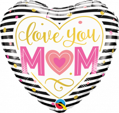 Mini Love You Mum Stripes folijski balon na štapiću