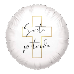 Standard Round Sveta Potvrda Gold Cross folijski balon