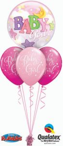 Helijski buket Bubble baloni Baby Girl