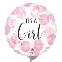 Mini Baby Girl Pink Watercolor folijski balon na štapiću