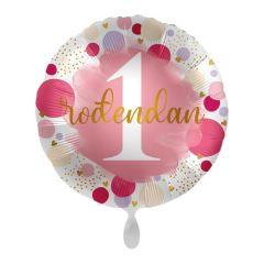Standard 1 Rođendan pink dots folijski balon