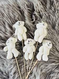 Medvjedić Noa na štapiću Bijeli 6x7 cm