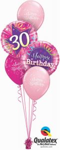 Buket balona 30th Birthday Shining Star Pink