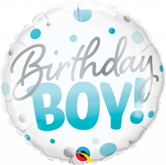 Bday Boy Blue Dots folijski balon