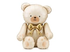 Maxi Sitting Bear with bow Cream folijski balon