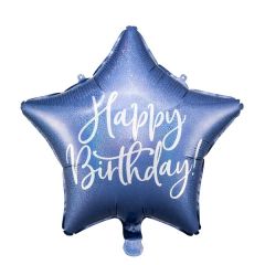 Standard Happy Birthday Star Navy Blue folijski balon