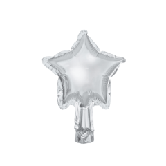 Mini zvijezda folijski balon na štapiću 12 cm - Silver
