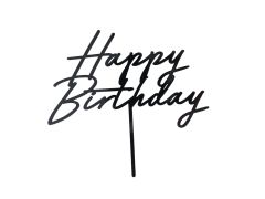 Toper za tortu Happy Birthday black 16.5 cm.